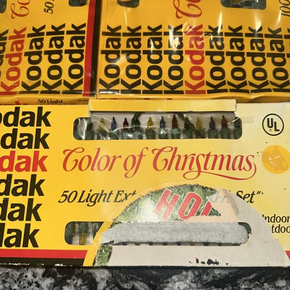 3 VTG NOS 1991 Kodak Color of Christmas Light Extra Bright Add-A-Set 200 Total